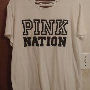 Pink t-shirt criss-cross back